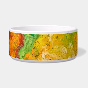 Tigela Flores de Verão abstrato Laranja Dourado Amarelo