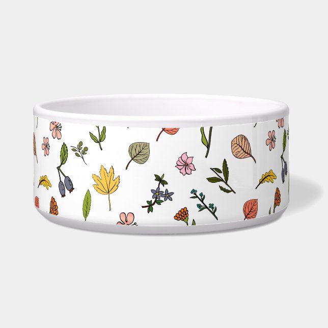 Tigela Flores e folhas cor-de-rosa e amarelas (Frente)