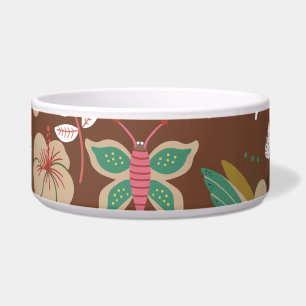 Tigela Flores, flores, folhas, borboletas, sem costura,