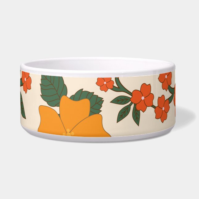 Tigela Flores Laranja, Padrão Floral, Padrão De Flores (Frente)