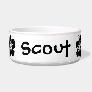 Tigela Flores preto e branco do hibiscus com nome