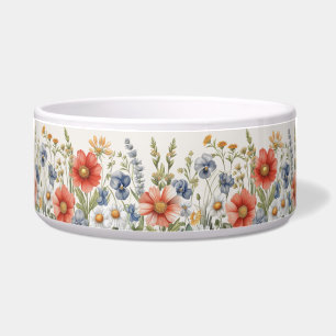 Tigela Flores Selvagens Coloridas Pet Bowl Cerâmica