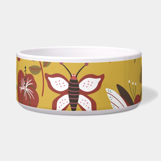 Tigela Flores sem costura, borboletas, vermelhas (Frente)