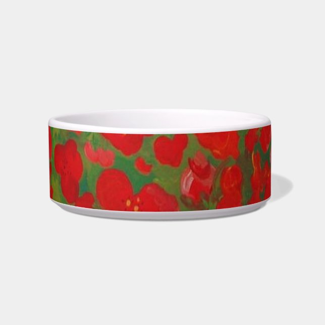 Tigela Flores Vermelhas Pet Bowl (Frente)