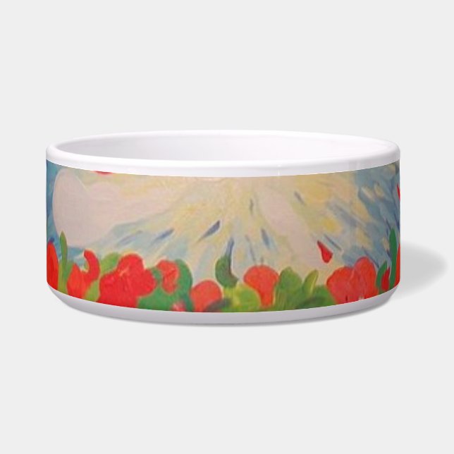 Tigela Flores Vermelhas Pet Bowl (Frente)