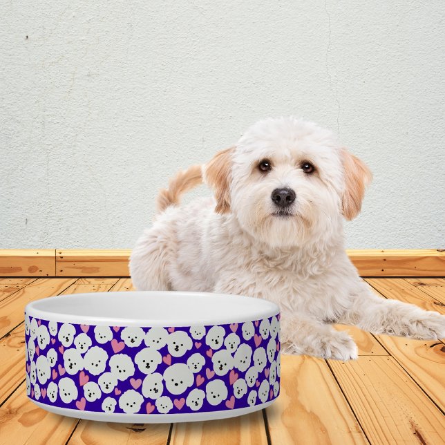 Tigela Fluffy Bichon Faces e Hearts Pet Bowl (Criador carregado)