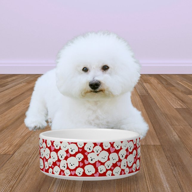 Tigela Fluffy Bichon Faces e Hearts Pet Bowl (Criador carregado)