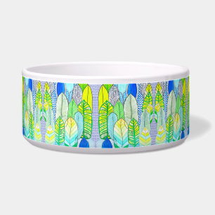 Tigela Folhas de Boho Tropical Verde Amarelo