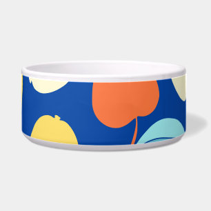 Tigela Folhas de maçãs, fundo azul, padrão sem costura.