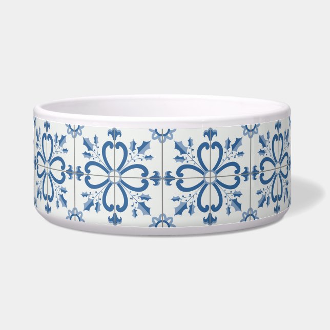 Tigela Folhas de Natal e azulejos de flores (Frente)
