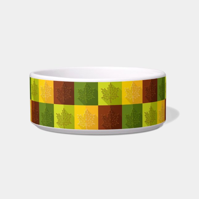 Tigela Folhas de outono, castanho e verde (Frente)