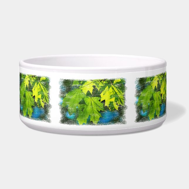 Tigela Folhas frescas de mapeamento verde (Frente)