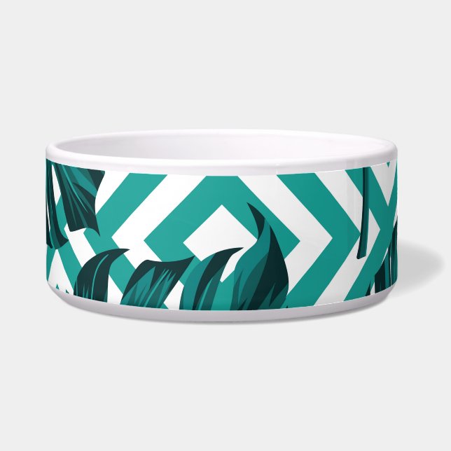 Tigela Folhas Tropicais: Padrão Invisível Floral. (Frente)