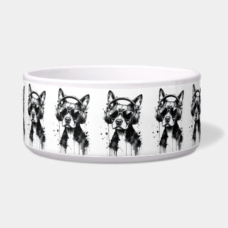 Tigela Fones de ouvido Cool Dog Animais fofos Tinta preta