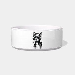 Tigela Fones de ouvido Cool Dog Animais fofos Tinta preta