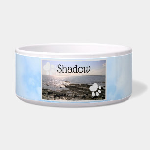 Tigela Foto de Sky and Sea Paw Prints Add Name