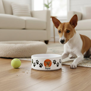 Tigela Foto Personalizada de Cachorro & Nome na Pegada da