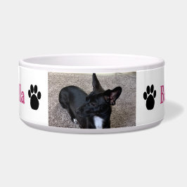 Tigela Foto Personalizada de Cachorro Nome Pegadas de Pat