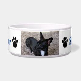 Tigela Foto Personalizada de Cachorro Nome Pegadas de Pat