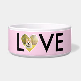 Tigela Foto personalizada em moldura de coração rosa bebê