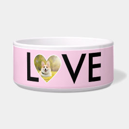Tigela Foto personalizada no quadro do coração cor-de-ros