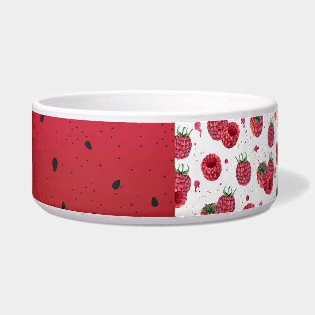 Tigela framboesas suculentas frescas (Esquerda)