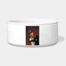 Garota com um gato preto em seus braços