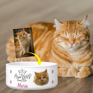Tigela Gata Princesa Rosa Personalizada