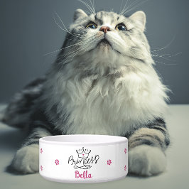 Tigela Gata Princesa Rosa Personalizada
