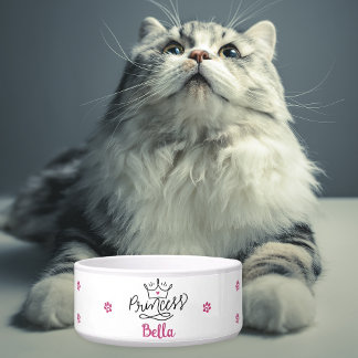 Tigela Gata Princesa Rosa Personalizada
