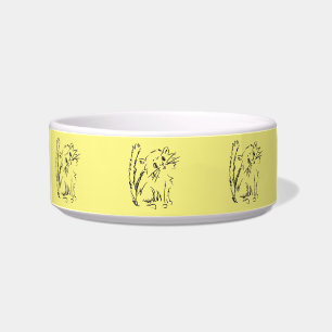 Tigela Gatinho Bonito e Corante Amarelo Colorido