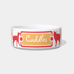 Tigela Gatinho de Gato Pet Bowl, de Pata Laranja e Vermel