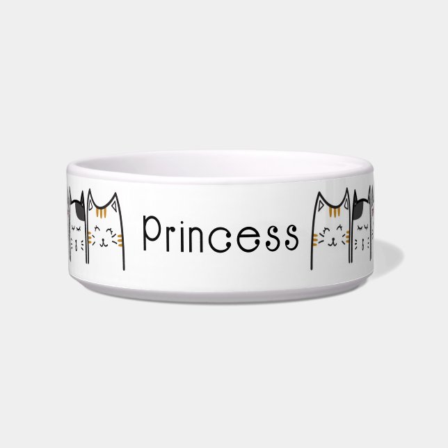 Tigela Gatinho Kibble Smiling Cats Personalize (Frente)