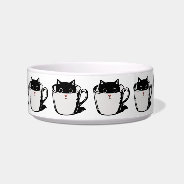 Tigela Gatinho preto com nariz vermelho se escondendo em  (Frente)