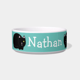 Tigela Gatinho Preto de Um Olho Personalizável