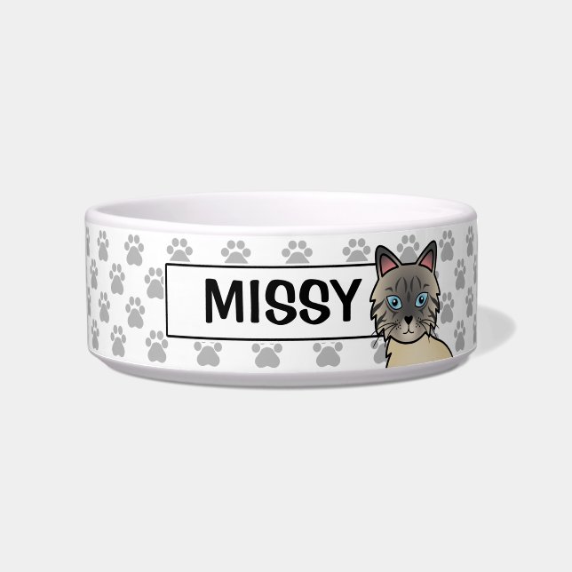 Tigela Gato Birman / Ragdoll Tabby Prateado (Frente)