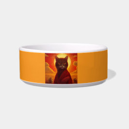 Tigela Gato Cinza Vestindo Robe Fashion Em Cena De Pôr Do