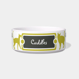 Tigela Gato de Pet Bowl, Gato de Gato Impresso, Amarelo e