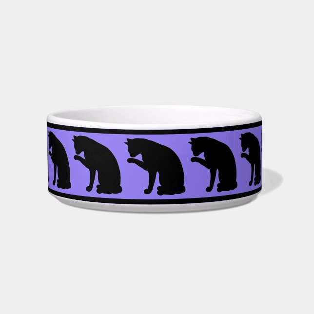 Tigela Gato de silhueta preto e roxo (Frente)