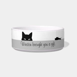 Tigela Gato Furtivo Trouxe um Presente para Você