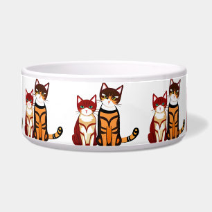 Tigela Gato Listrado de Tigre e Gatinho Ruivo