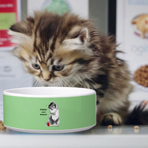 Tigela Gato Maine Coon Engraçado e Fofo Humor Verde