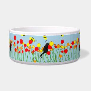 Tigela Gato no campo das abelhas Pet Bowl