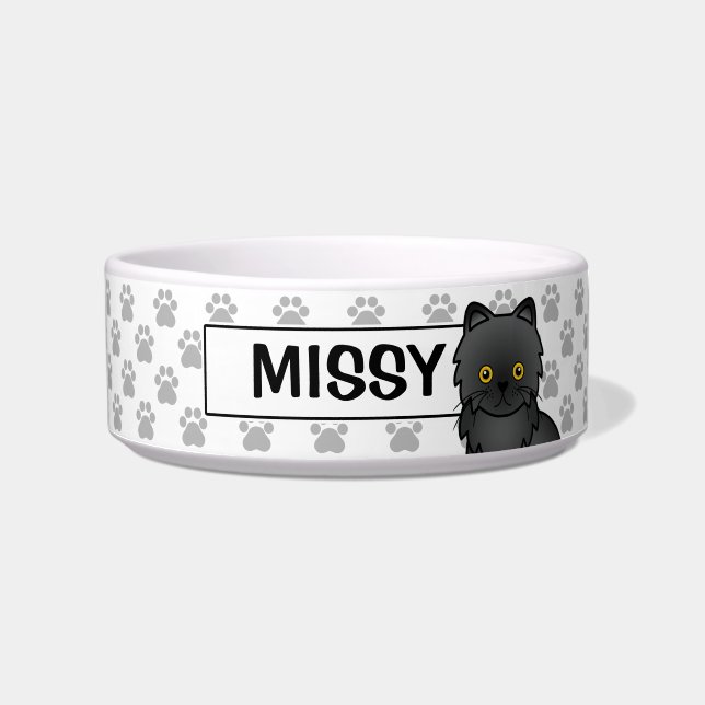 Tigela Gato Persa Preto (Frente)
