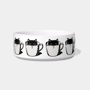 Tigela Gato preto com nariz vermelho escondido em um copo