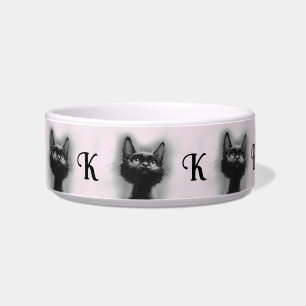 Tigela Gato Preto Enfeitiçado Inicial Rosa