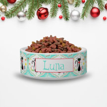 Gato Siamês de Natal Retro Ogee Nome do Pet