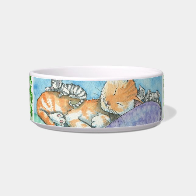 Tigela Gato Tabby Adormecido e Gatinhos (Esquerda)