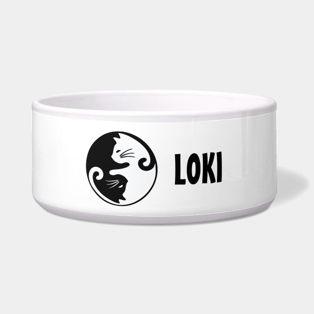 Tigela Gato Ying Yang Personalizado  (Frente)