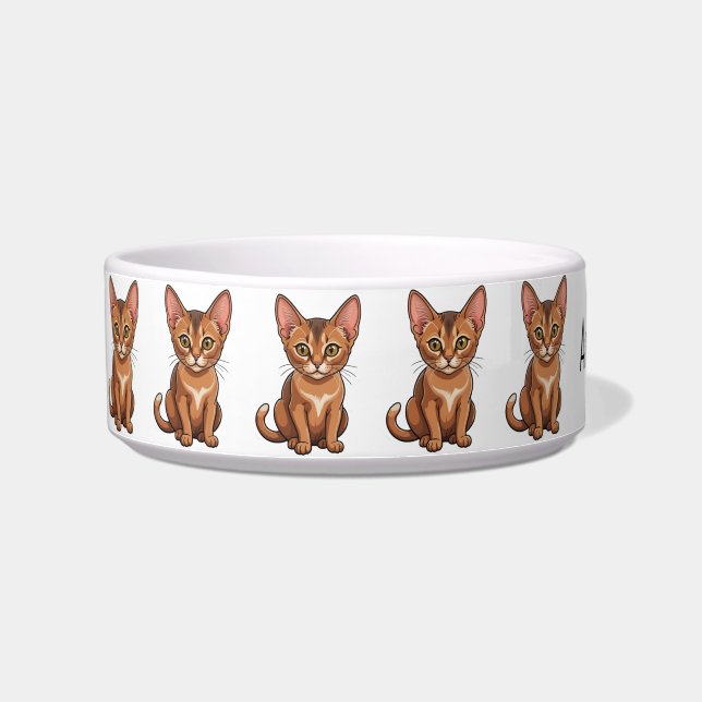 Tigela Gatos Abissínios Fofos Personalize (Esquerda)